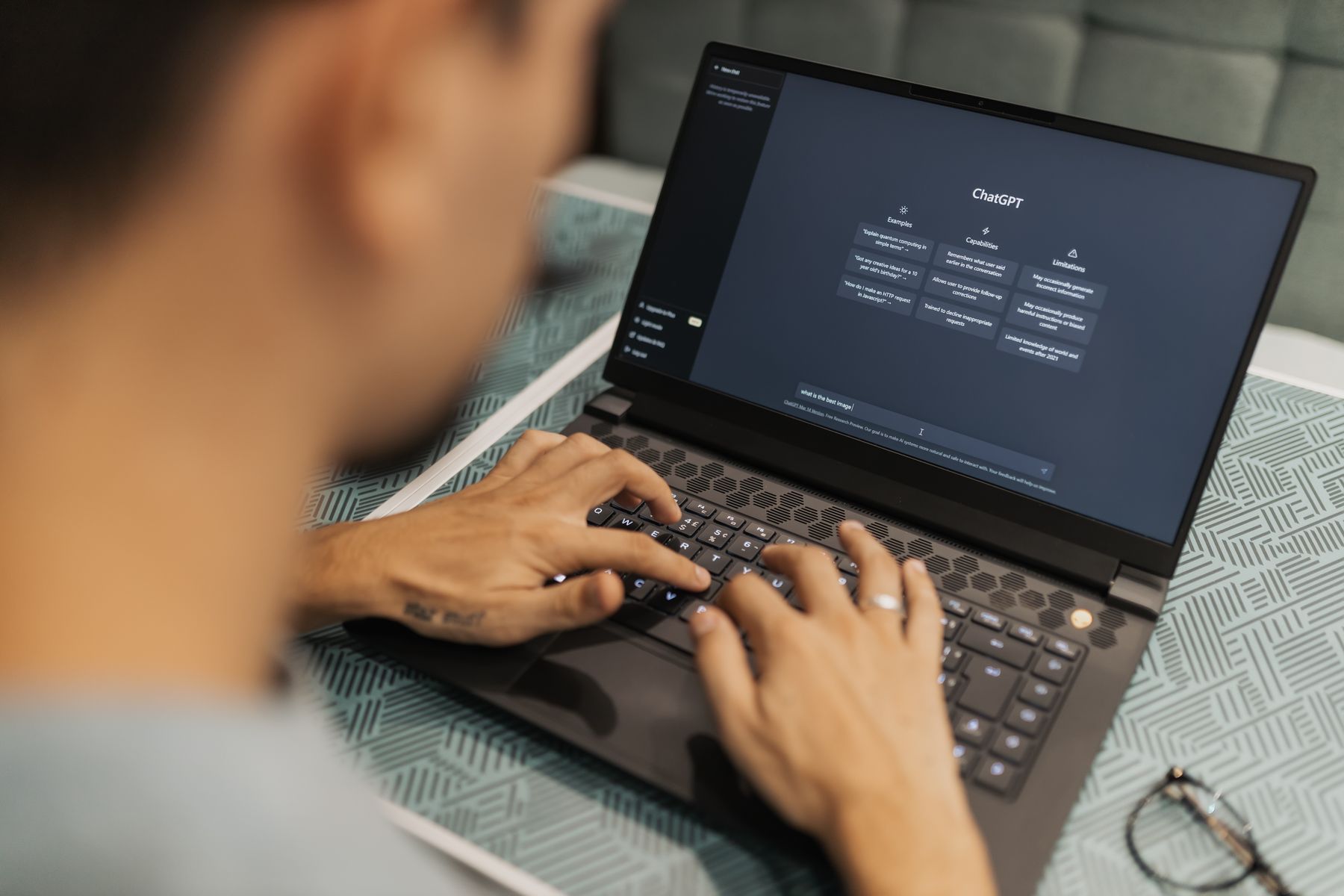 Creator exploring artificial intelligence tools on a laptop